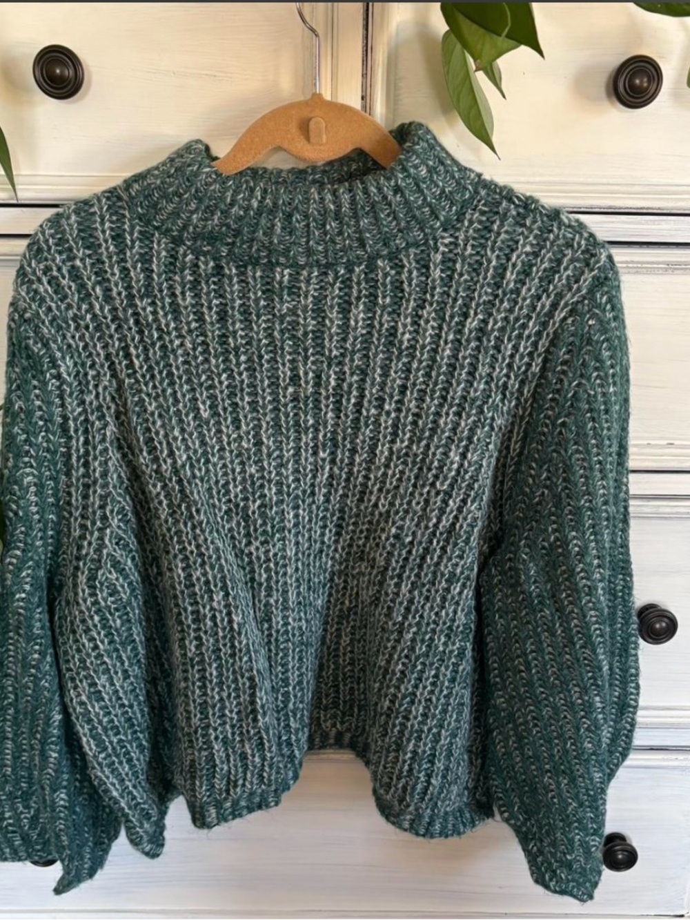 BP Teal Green Marled Ribbed Mock Neck Sweater